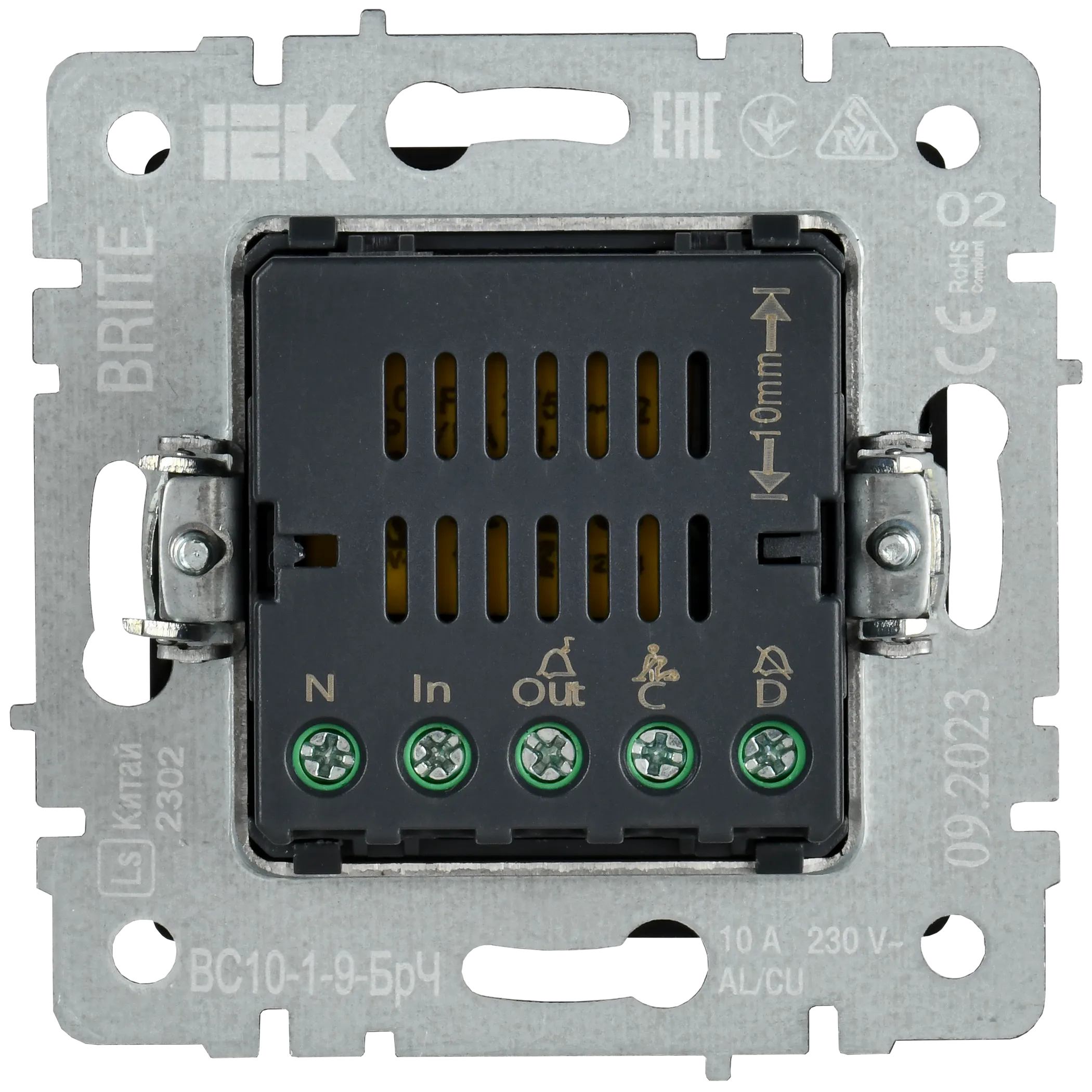 BRITE Кнопка звонка с индикацией для отелей 10А ВС10-1-9-БрЧ черный IEK - Фото 4