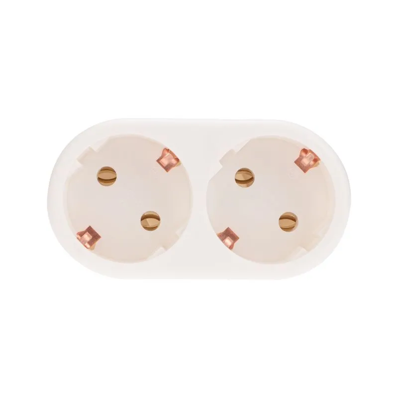 Набор двойников электрических 16А с/з вертикальные, белый (2 шт./уп.) REXANT - Фото 3