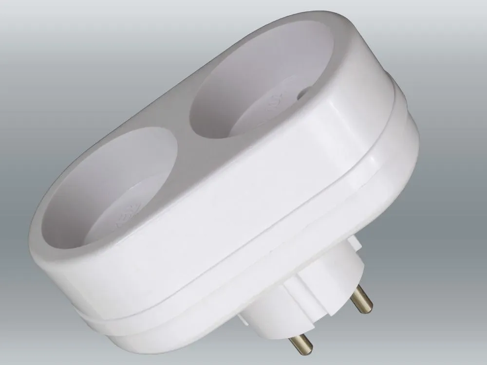 Разветвитель электрический 2 розетки без заземления, 6А, белый DEKRON DEK0907-0001