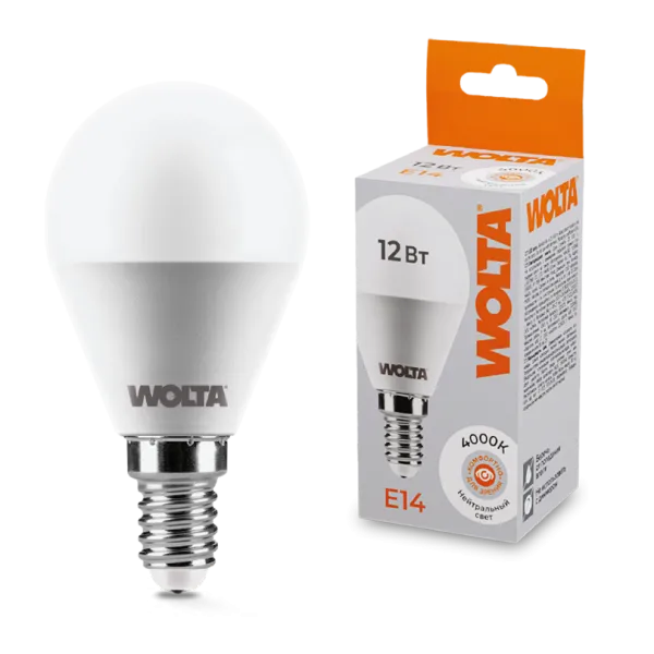 Светодиодная лампа WOLTA 25S45GL12E14 12Вт 4000K Е14 25S45GL12E14