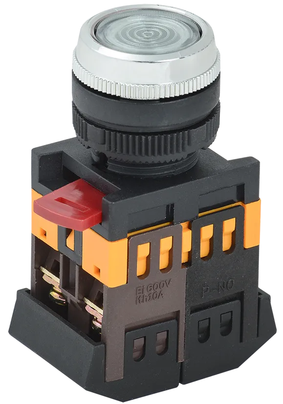 Кнопка ABLFS-22 прозрачный d=22мм неон/240В 1з+1р IEK