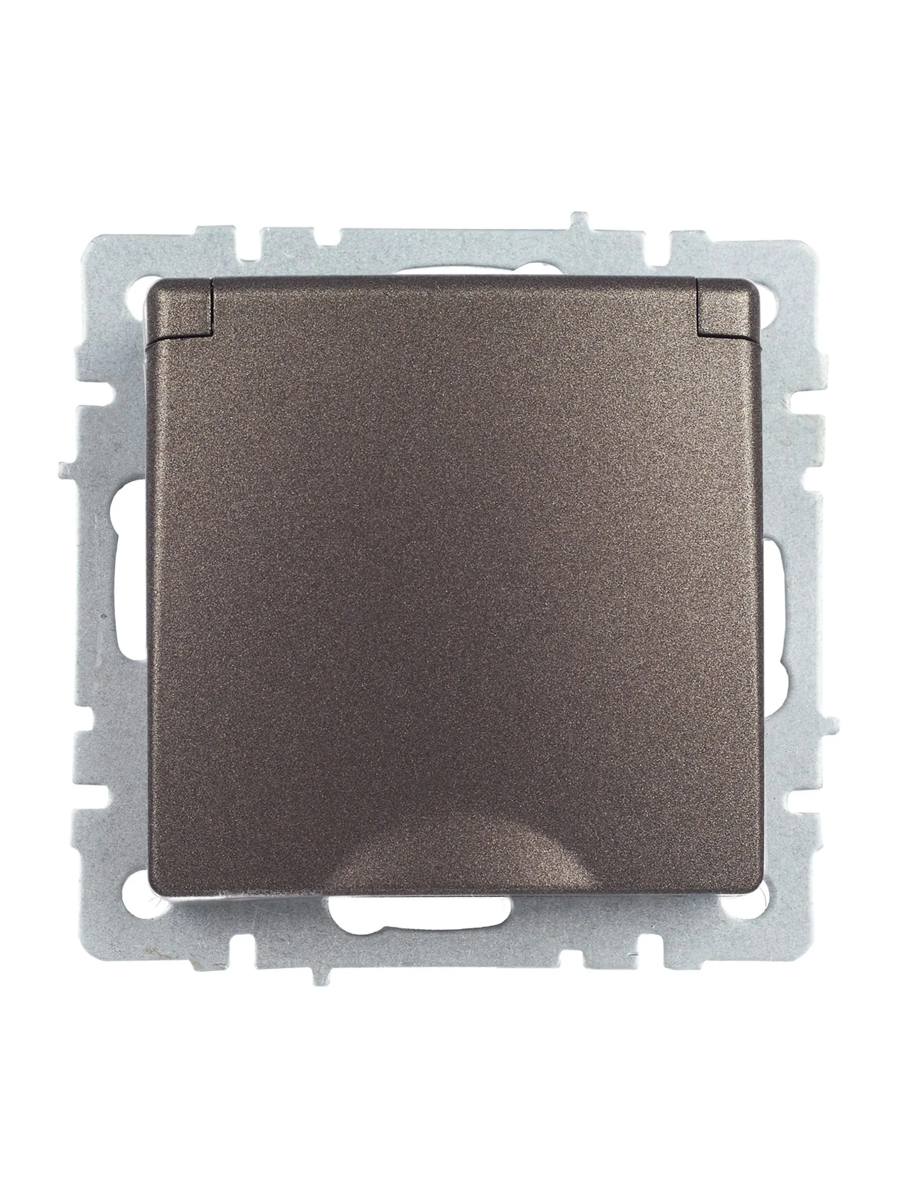 BRITE Розетка 1-местная с заземлением с защитными шторками и крышкой 16А IP44 РСбш10-3-44-БрТБ темная бронза IEK - Фото 3