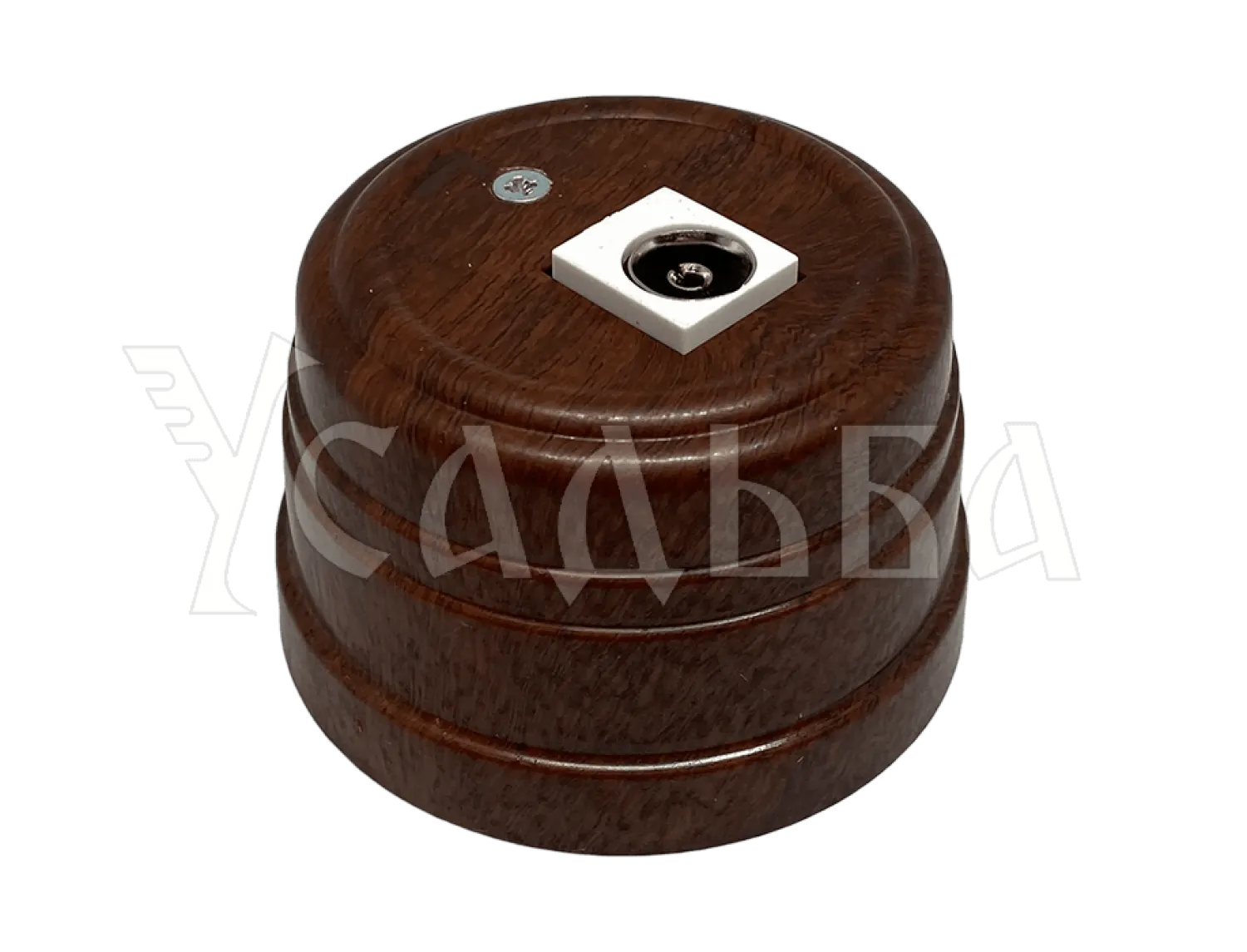 Розетка TV (SAT) оконечная пластиковая, цвет - орех, серия УСАДЬБА, ТМ "МезонинЪ"