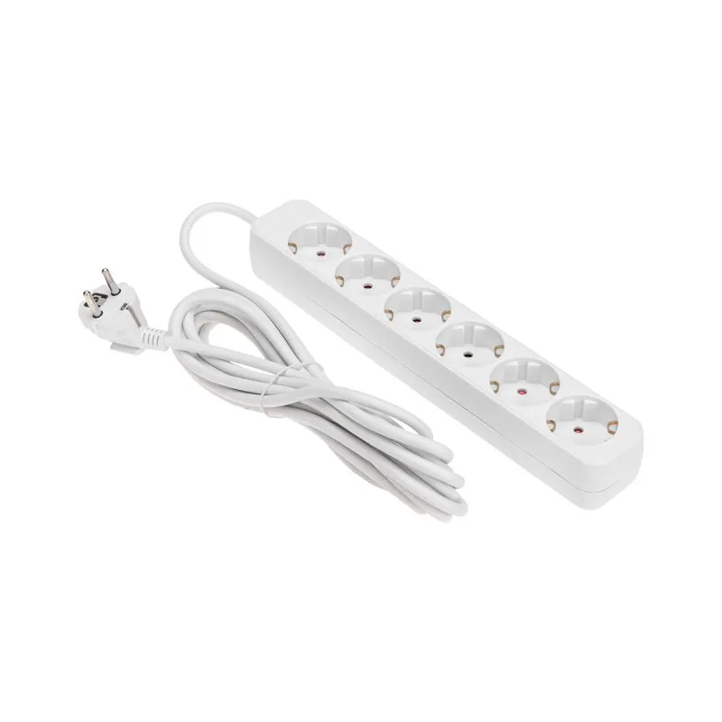 Удлинитель STANDARD 6 гнезд, 5м, 3х1,0мм², с/з, белый REXANT - Фото 2