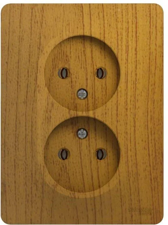Розетка 2-м СП Glossa 16А IP20 без заземл. в сборе дерево дуб SE GSL000520