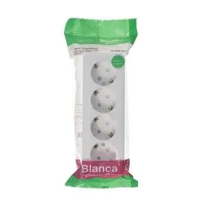 Розетка 4-м ОП Blanca 16А IP20 250В с заземл. защ. шторки с изолир. пластиной бел. SE BLNRA011411 1210472