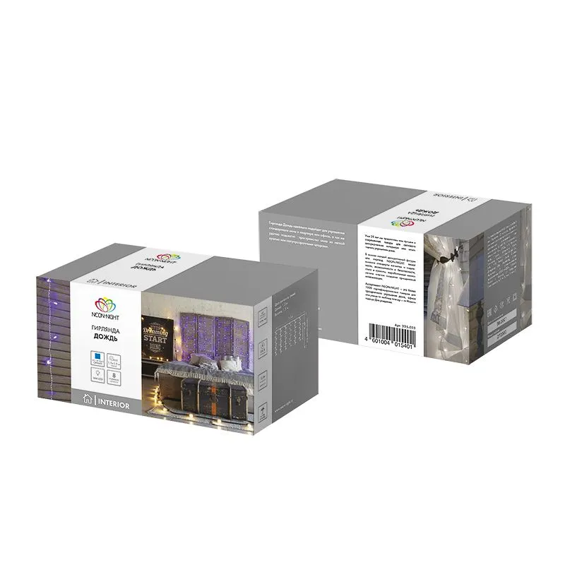 Гирлянда Светодиодный Дождь 1,5х1,5м, свечение с динамикой, прозрачный провод, 230 В, диоды СИНИЕ - Фото 4