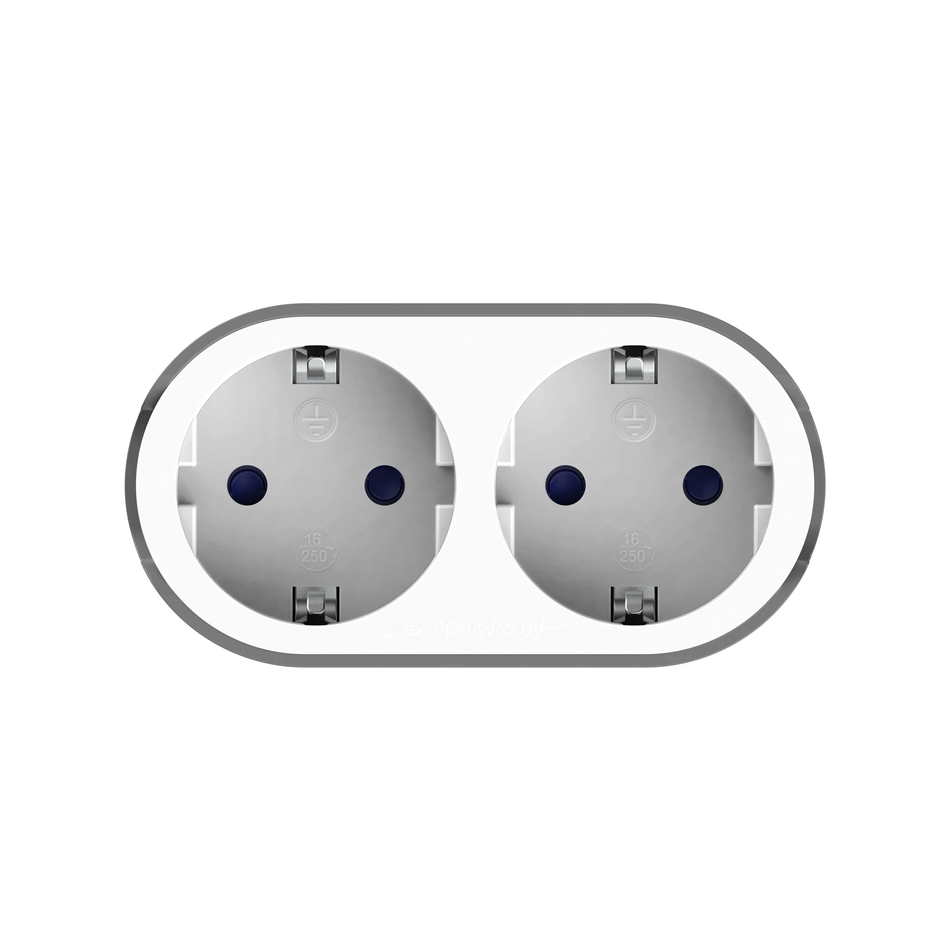 Сетевой разветвитель 2 гнезда с/з, с защитными шторками, 16A, 230V, бело-серый DEKRON - Фото 3