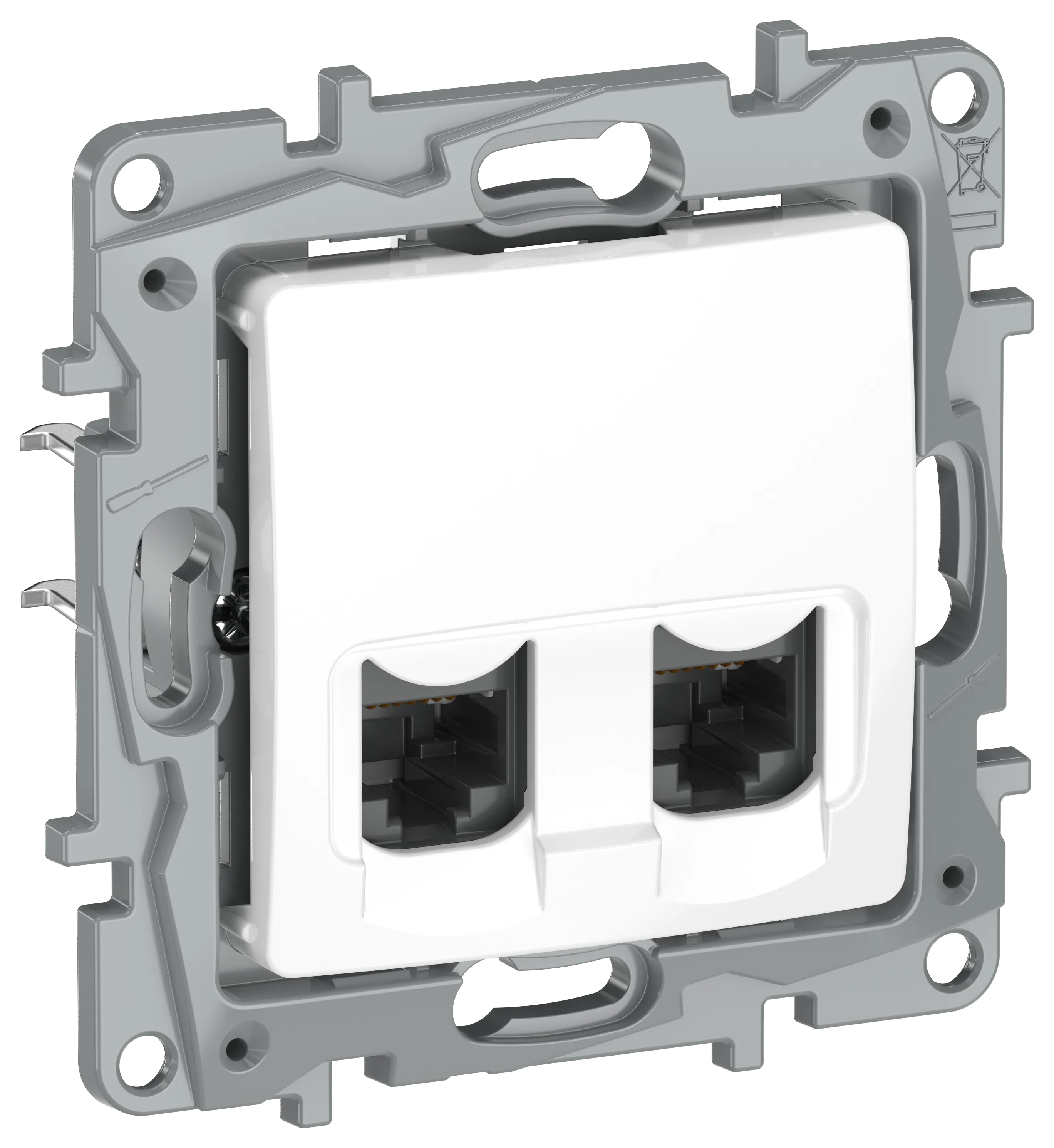 ETIKA Розетка компьютерная двойная RJ45 категория 6 UTP белый 672254