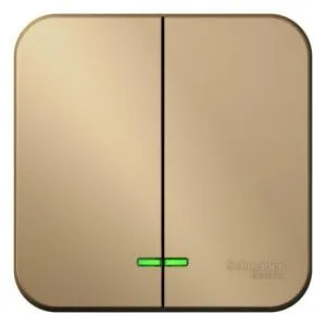 Выключатель 2-кл. ОП Blanca 10А IP20 (сх. 5) 250В с подсветкой с изолир. пластиной титан SE BLNVA105114 1210584