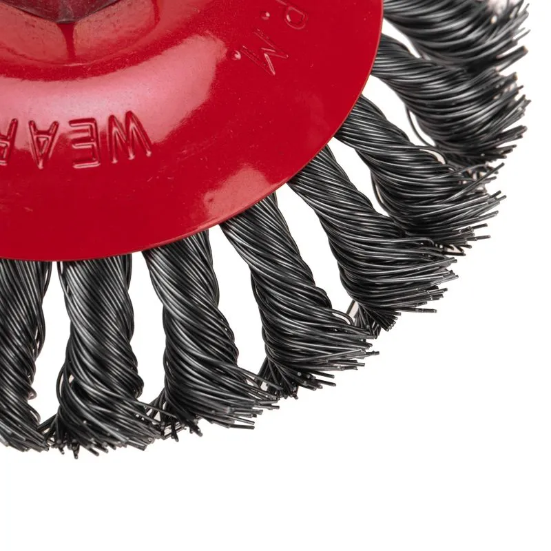 Щетка коническая для УШМ, крученая стальная проволока, 125мм, М14 KRANZ - Фото 5