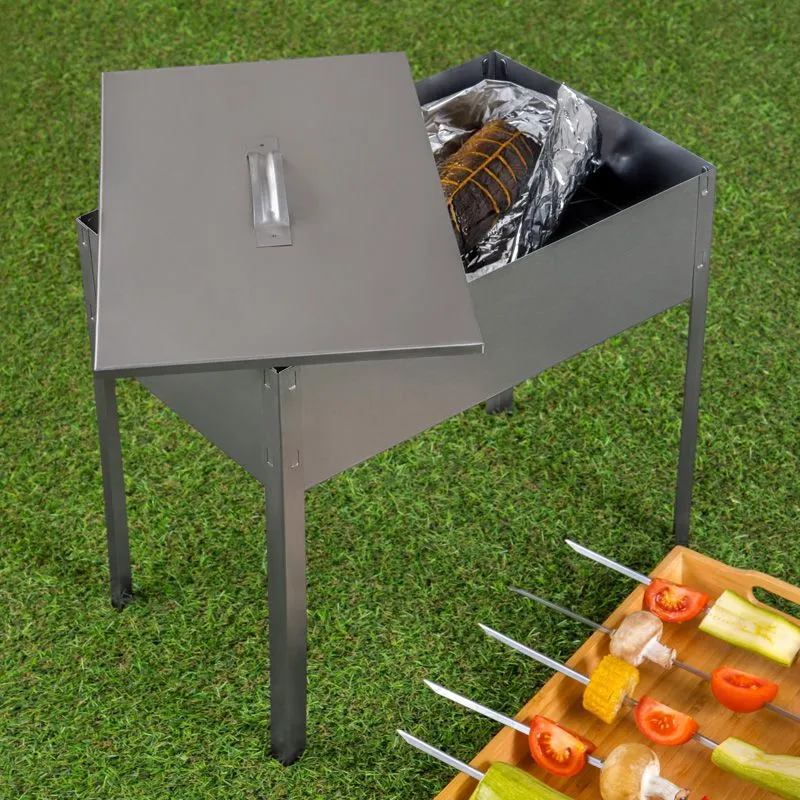 Мангал-коптильня сборный Эконом 400х250х400мм, с 6 шампурами, в гофрокартонной коробке СОКОЛ - Фото 2