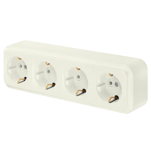 Розетка штепсельная четырехместная с заземляющим контактом открытой установки РА16-266 - Фото 3