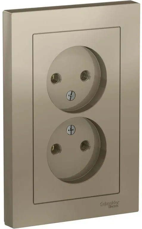 Розетка 2-м СП AtlasDesign 16А IP20 без заземл. в сборе шампань SE ATN000520