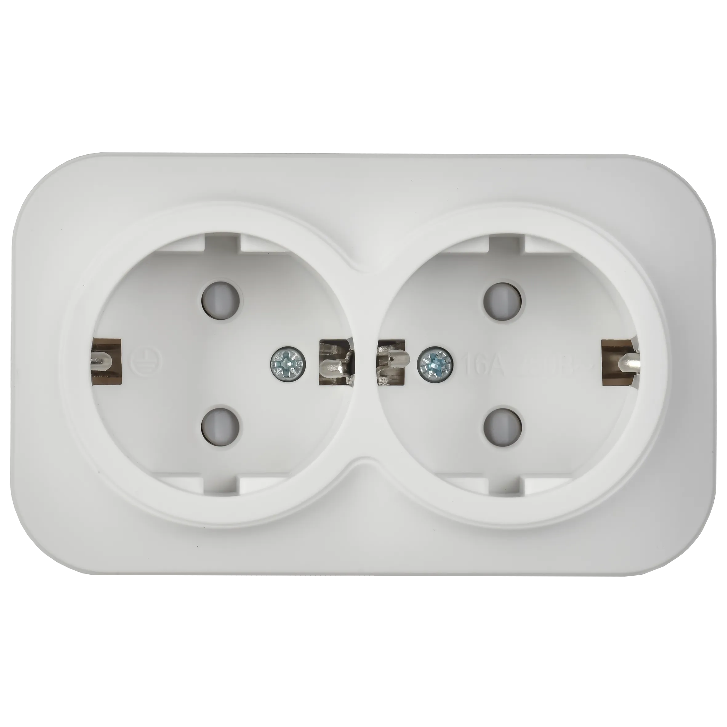GLORY Розетка 2-местная для открытой установки с заземлением с защитными шторками 16А РСш22-3-ХБм белый матовый IEK - Фото 6