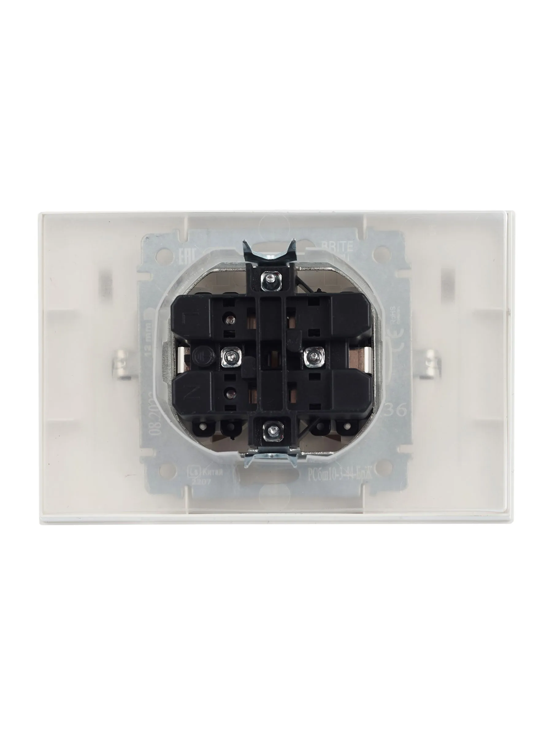 BRITE Розетка 2-местная с заземлением с защитными шторками и крышкой 16А в сборе IP44 РСбш12-3-44-БрЖ жемчуг IEK - Фото 3