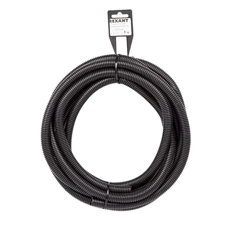 Труба автомобильная гофрированная ПП, Ø12,7мм, разрезная (бухта 5 м/уп) REXANT 15-1305