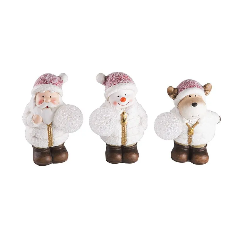 Керамическая фигурка "Дед Мороз, Снеговик и Олененок" 10*9*13 см (упаковка 3 шт.) - Фото 5