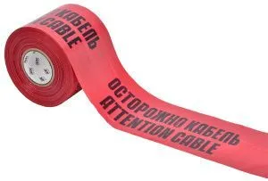 Лента сигнальная ЛСЭ-600 "Осторожно кабель" (600мм-200мкм) 100м IEK UST20-100-600-200-K04