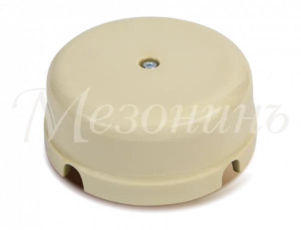 Коробка распределительная фарфоровая D80мм, высота 33мм, IP20, цвет - слоновая кость, ТМ "МЕЗОНИНЪ" 