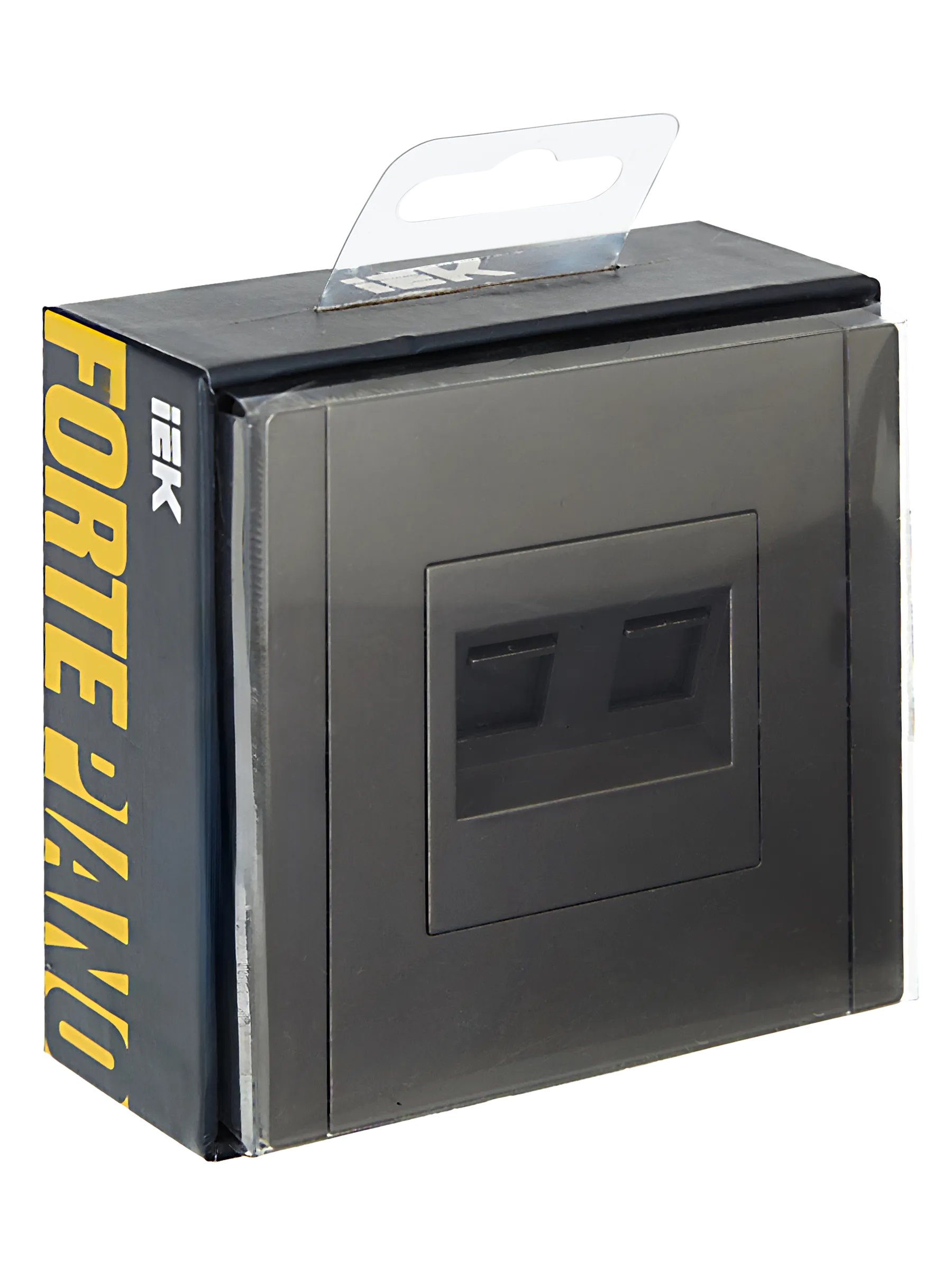 FORTE&PIANO Розетка компьютерная двойная RJ45 кат.5E FP533 сталь IEK - Фото 2