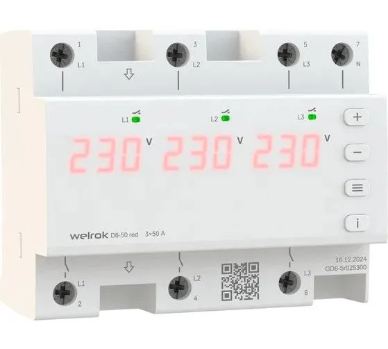 Реле напряжения Welrok D6-50 red