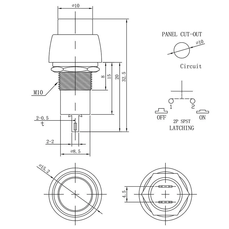 Выключатель-кнопка 250V 2А (2с) ON-OFF красная Micro (PBS-20А) REXANT - Фото 2