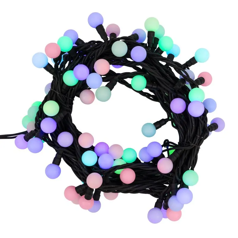 Гирлянда светодиодная Мультишарики Ø17,5мм 10м 80 LED RGB черный каучук IP67 быстрая смена цвета 230В NEON-NIGHT - Фото 2