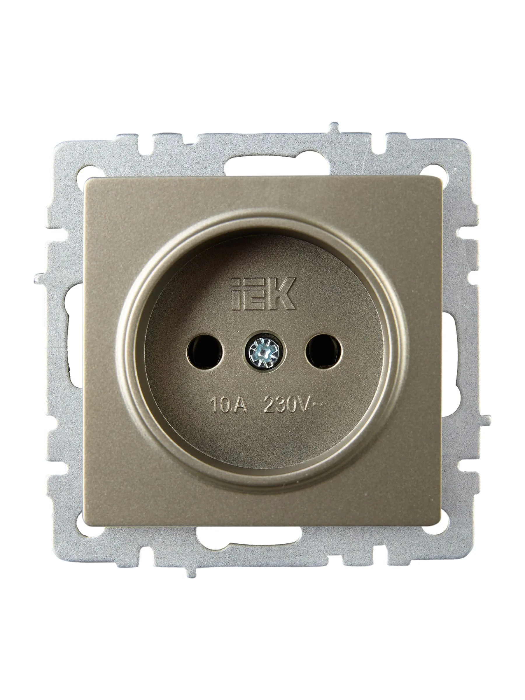 BRITE Розетка 1-местная без заземления без защитных шторок 10А РС10-1-0-БрШ шампань IEK - Фото 3