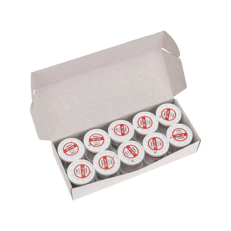 Припой ПОМ-3, 100г, Ø1мм, (олово 97%, медь 3%), бессвинцовый, ГОСТ 21931-76, катушка REXANT - Фото 5