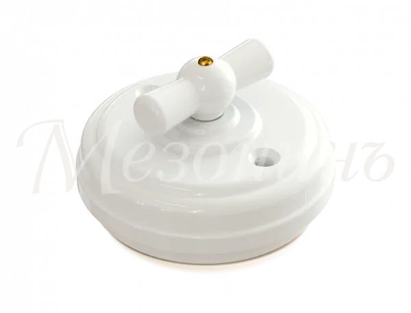 Выключатель ретро фарфоровый поворотный на 4 положения (D70x35, 10А,250В, IP20, без подъемной рамки