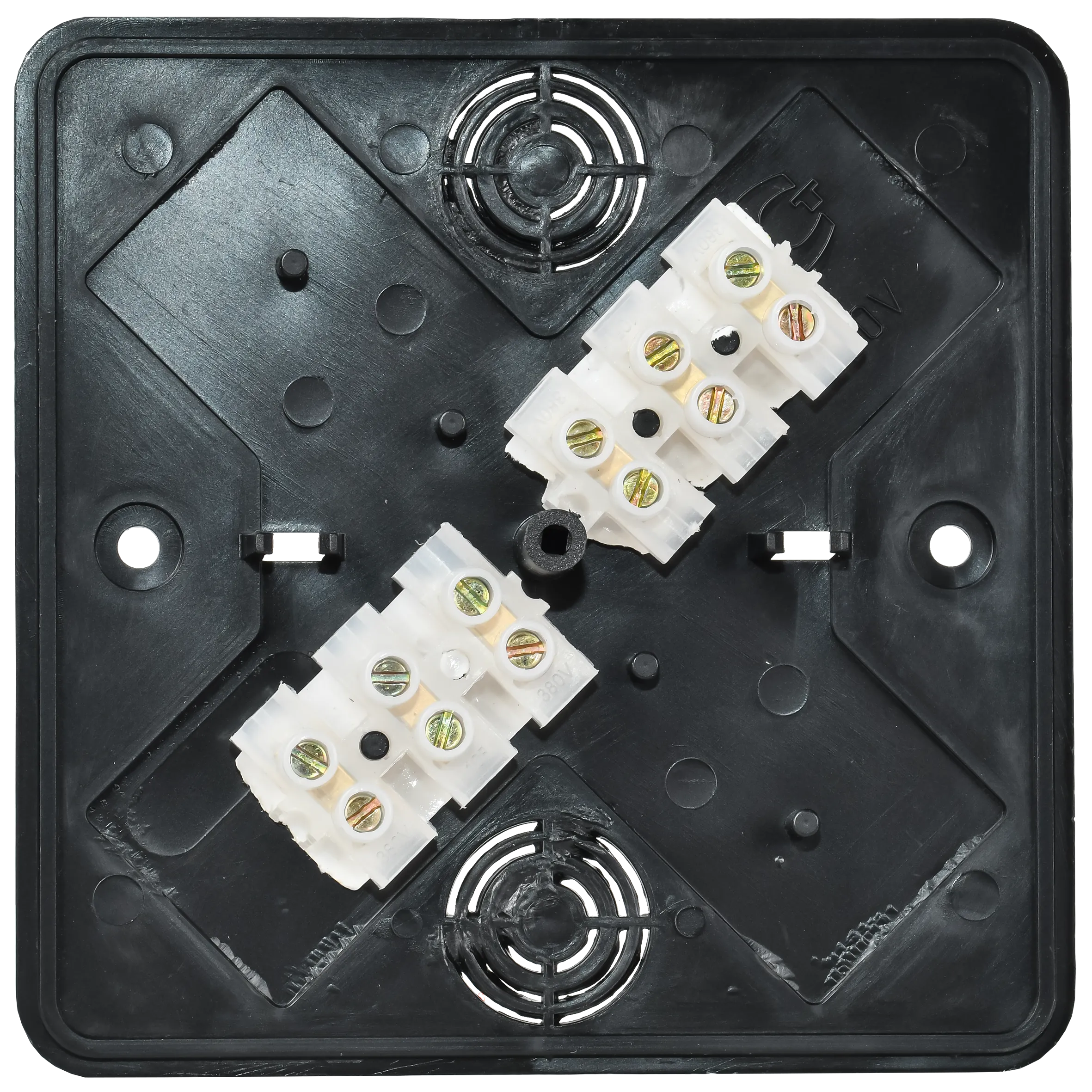 Коробка распаячная КМ для открытой проводки безгалогенная (HF) 100х100х29мм (6 клемм 6мм2) черная (RAL 9005) IEK - Фото 2