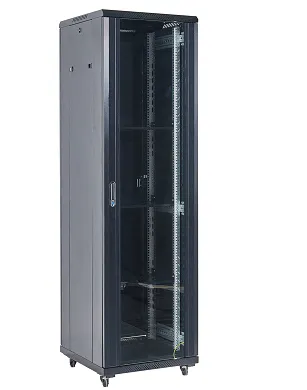 Напольный шкаф 19" 32U 600×600×1609 (ШxГxВ), дверь стекло, металлическая задняя дверь, боковые съемные стенки, RAL 9005 REXANT 04-3266-212