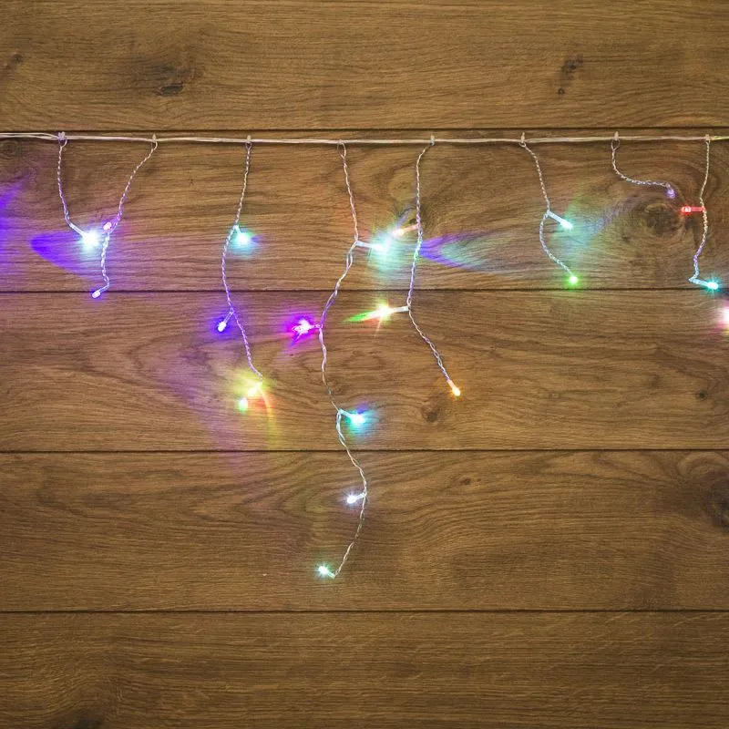 Гирлянда Бахрома (Айсикл), 1,8х0,5м, 48 LED RGB, прозрачный ПВХ, IP20, быстрая смена цвета, 230В, не соединяется 255-009