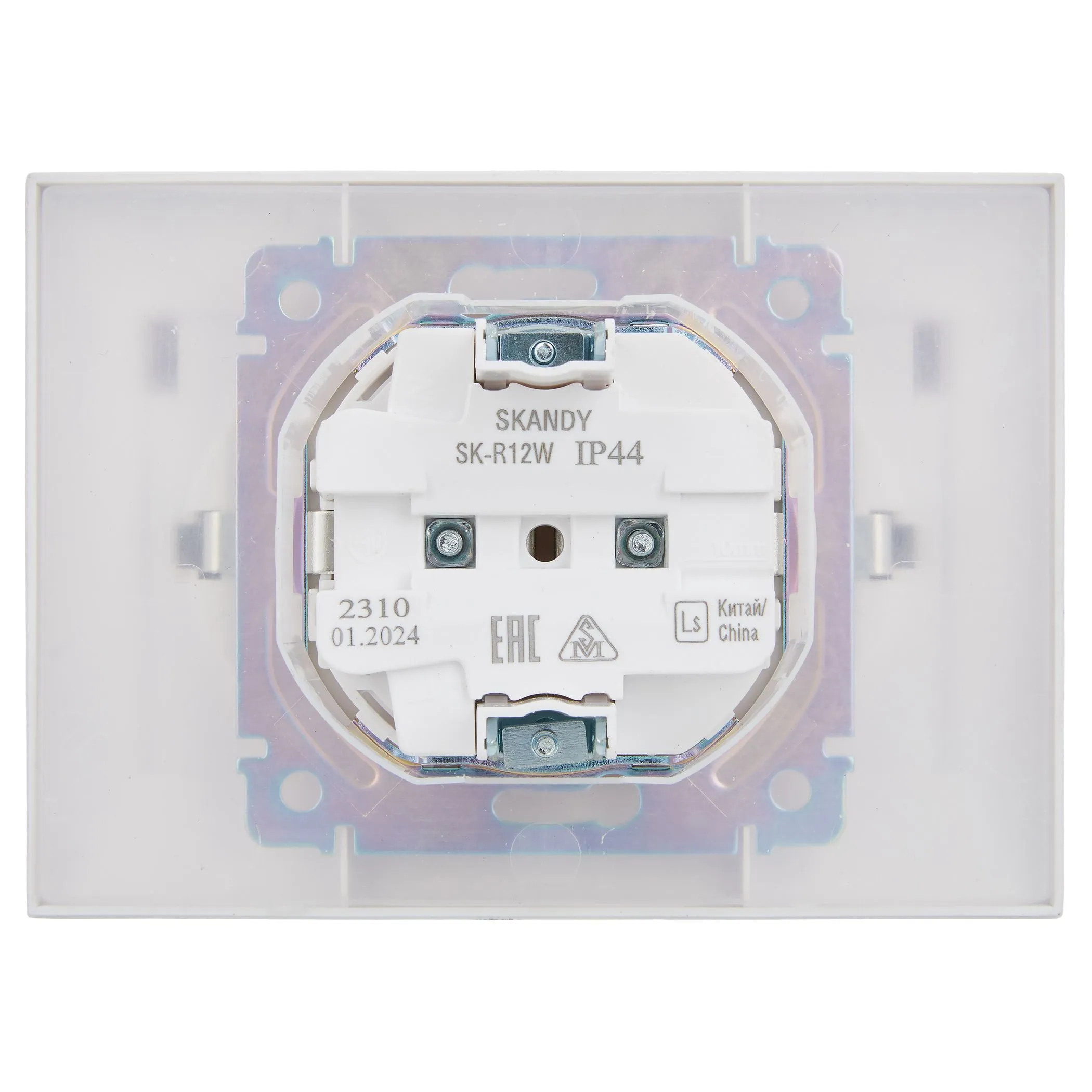 SKANDY Розетка 2-местная и крышкой 16А в сборе IP44 SK-R12W арктический белый IEK для электромонтажа - Фото 3