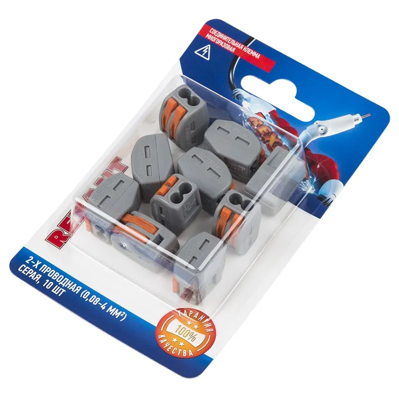 Универсальная клемма СМК 222-412, 2-проводная серая 0,08-2,5/4 мм² (блистер 10 шт./уп.) REXANT - Фото 3