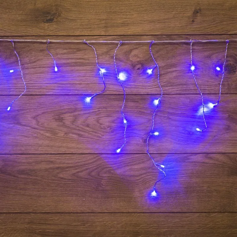 Гирлянда Бахрома (Айсикл), 1,8х0,5м, 48 LED СИНИЕ, прозрачный ПВХ, IP20, свечение с динамикой, 230В, не соединяется 255-013