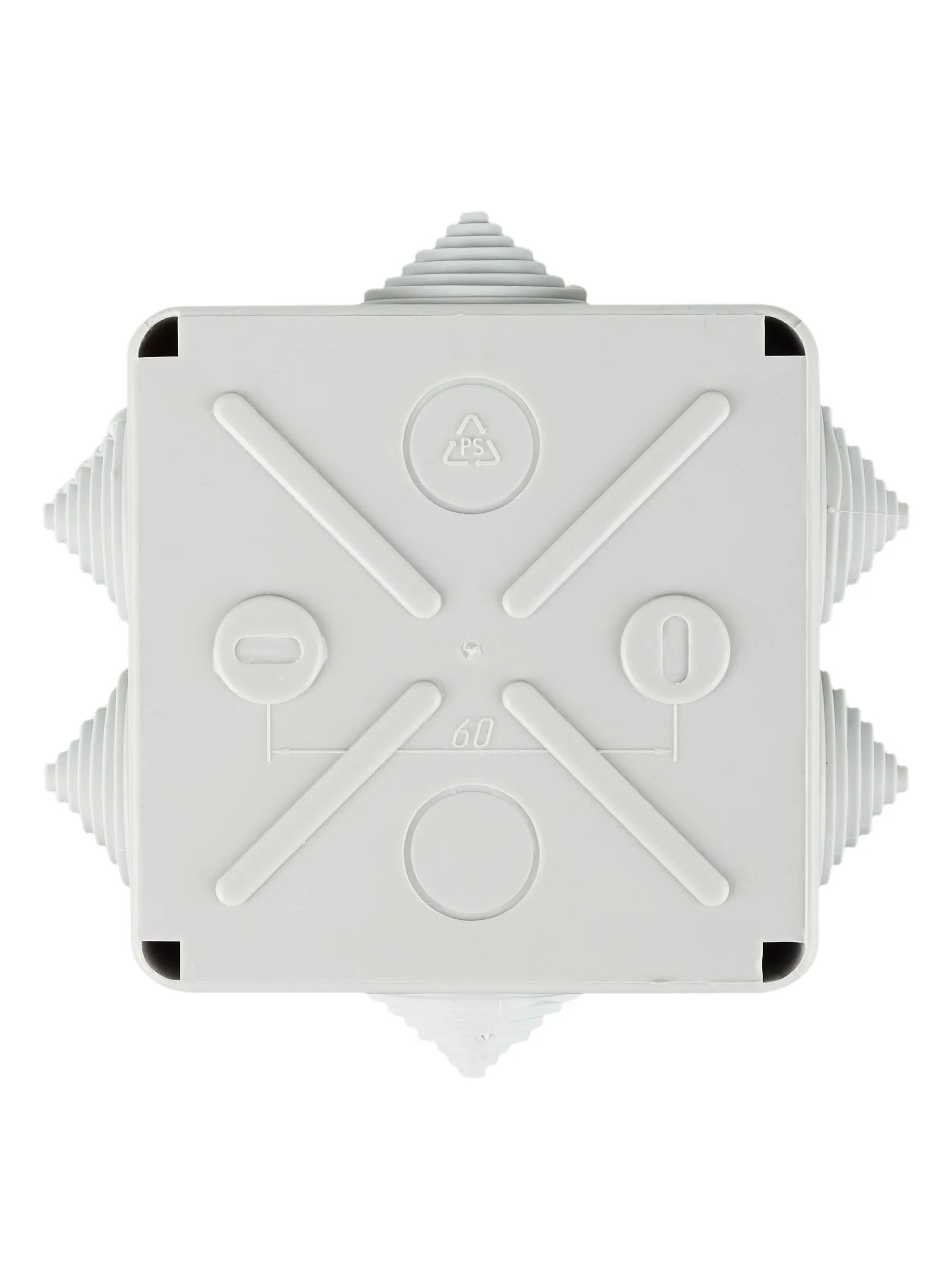 Коробка распаячная КМ41233 для открытой проводки безгалогенная (HF) 100х100х50мм IP44 6 гермовводов серая IEK