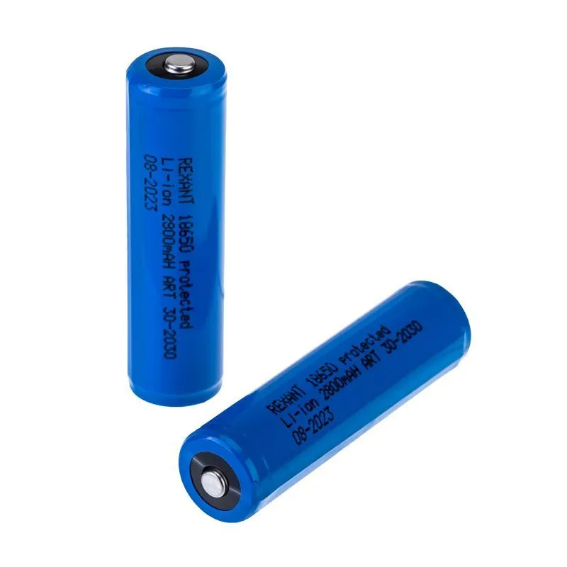 Аккумулятор Li-ion 18650, 3,7В, 2800мАч, с платой защиты, высокий контакт, 10 шт, коробка REXANT 30-2030