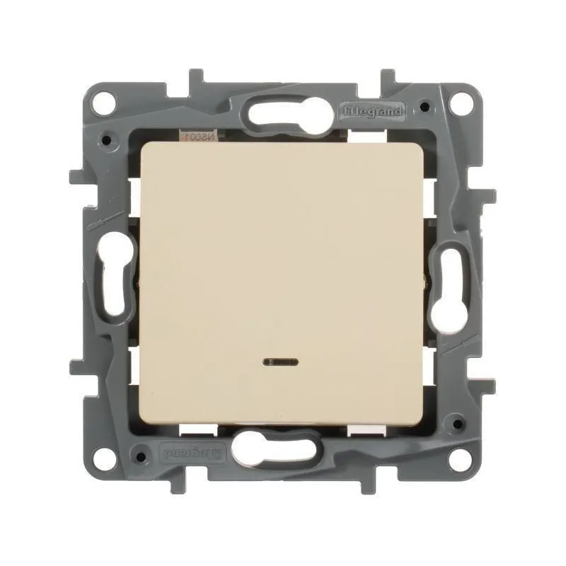 ETIKA Выключатель 1-клавишный с подсветкой/индикацией схема 1L 10АХ безвинтовые зажимы слоновая кость