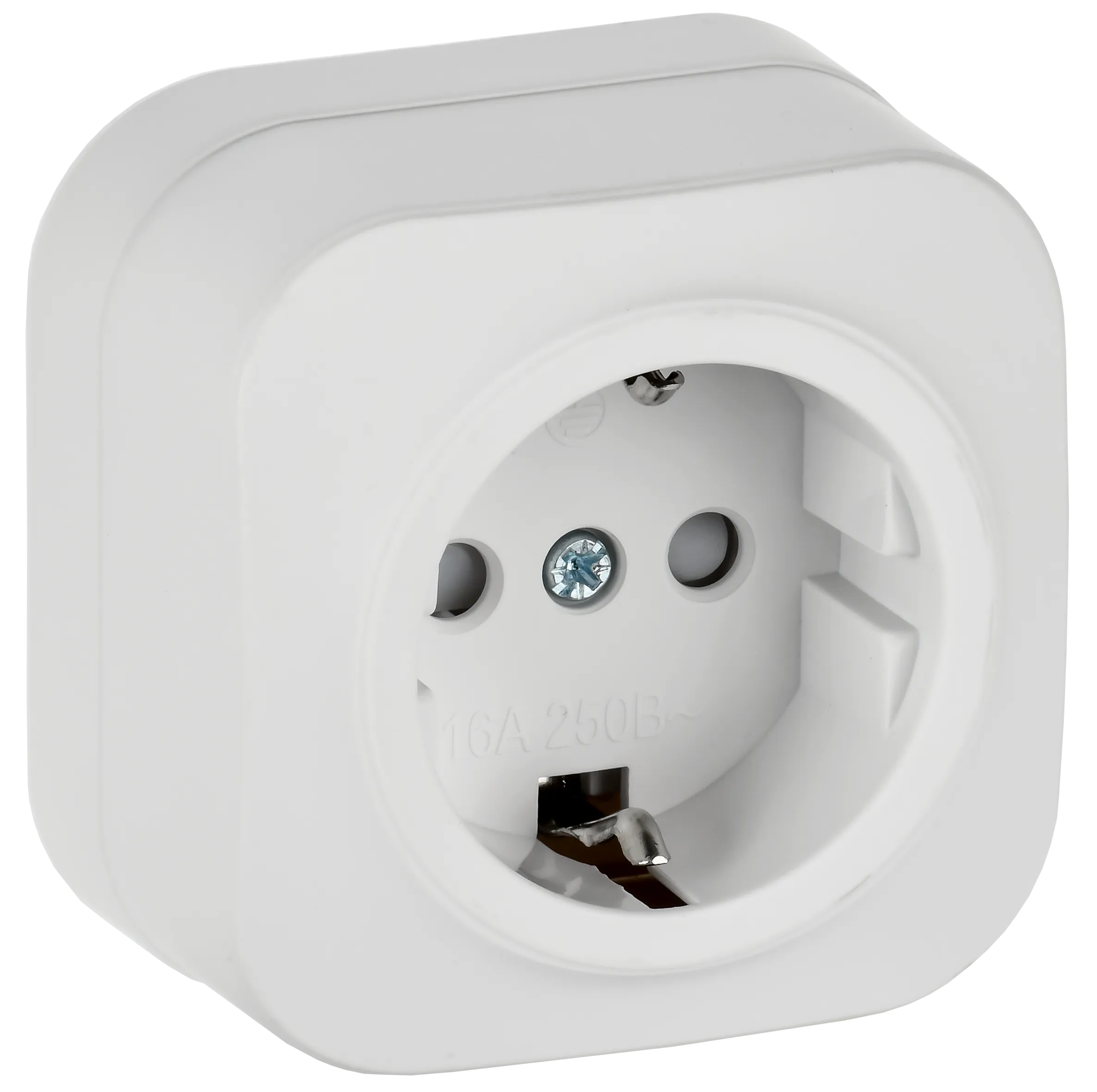 GLORY Розетка 1-местная для открытой установки с заземлением с защитными шторками 16А РСш20-3-ХБм белый матовый IEK