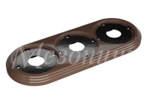 Рамка трехместная пластиковая, 234x92x14 мм, цвет - какао, серия УСАДЬБА, ТМ МЕЗОНИНЪ GE30703-70