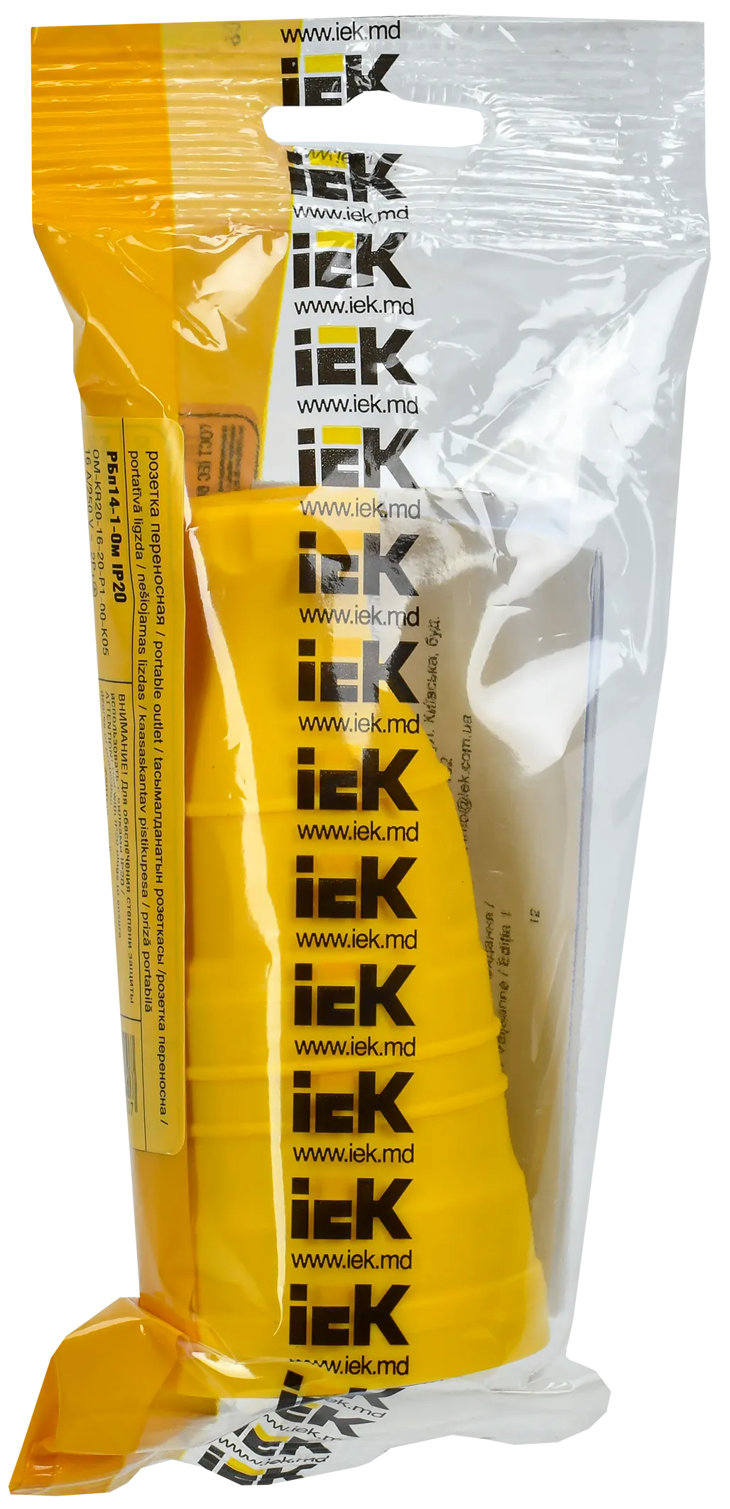 OMEGA Розетка переносная РБп14-1-0м IP20 каучук желтая IEK - Фото 2