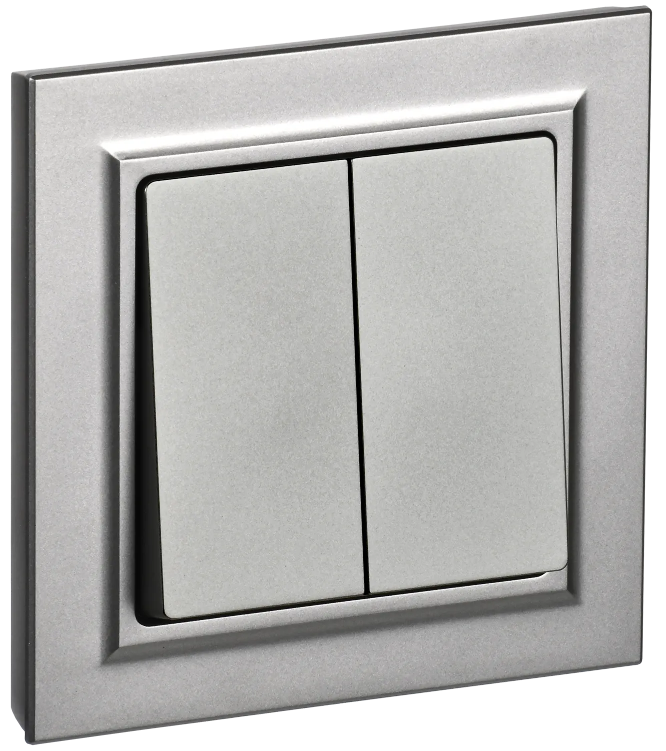 BRITE Выключатель 2-клавишный 10А в сборе ВСР10-2-0-БрС сталь IEK