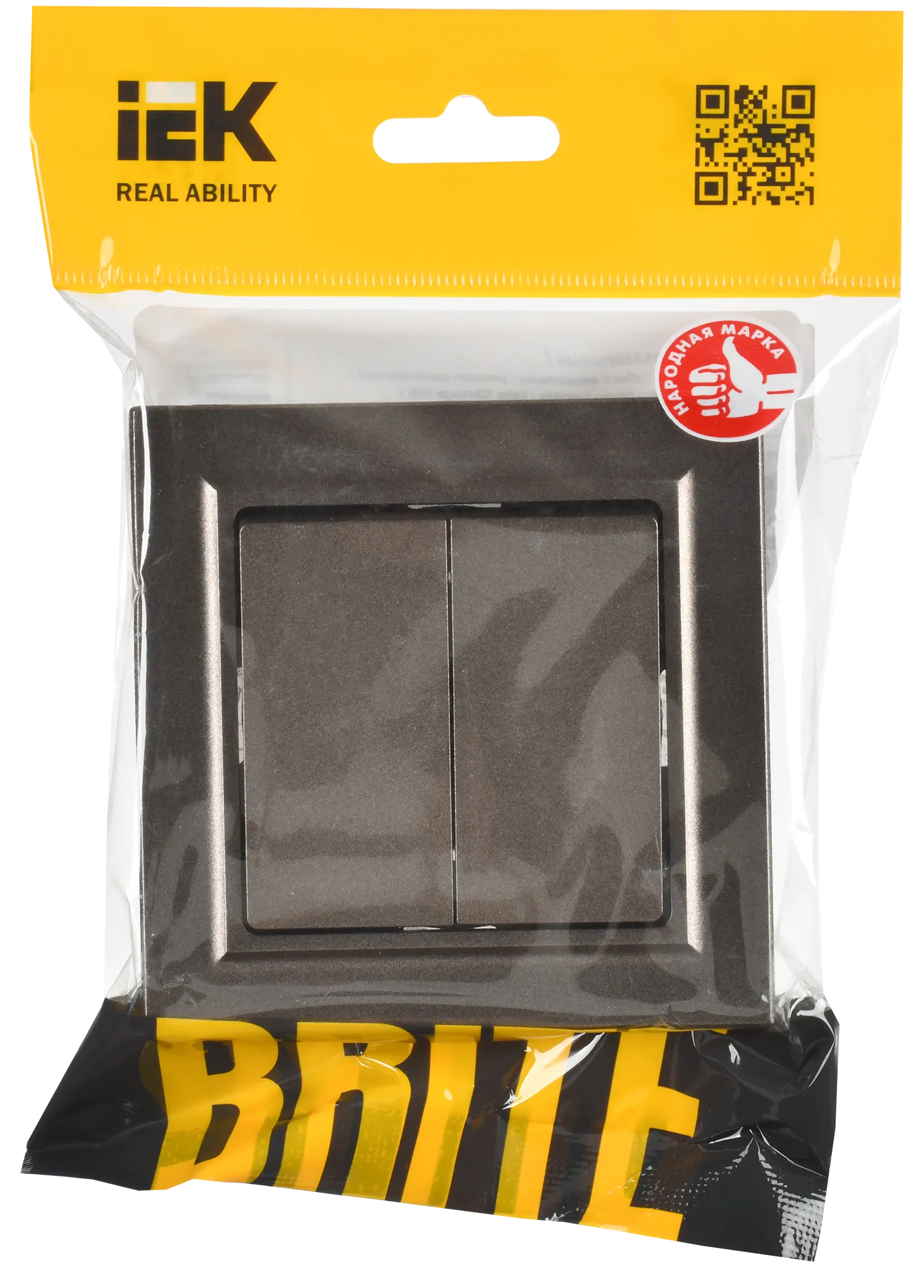 BRITE Выключатель 2-клавишный 10А в сборе ВСР10-2-0-БрТБ темная бронза IEK - Фото 2