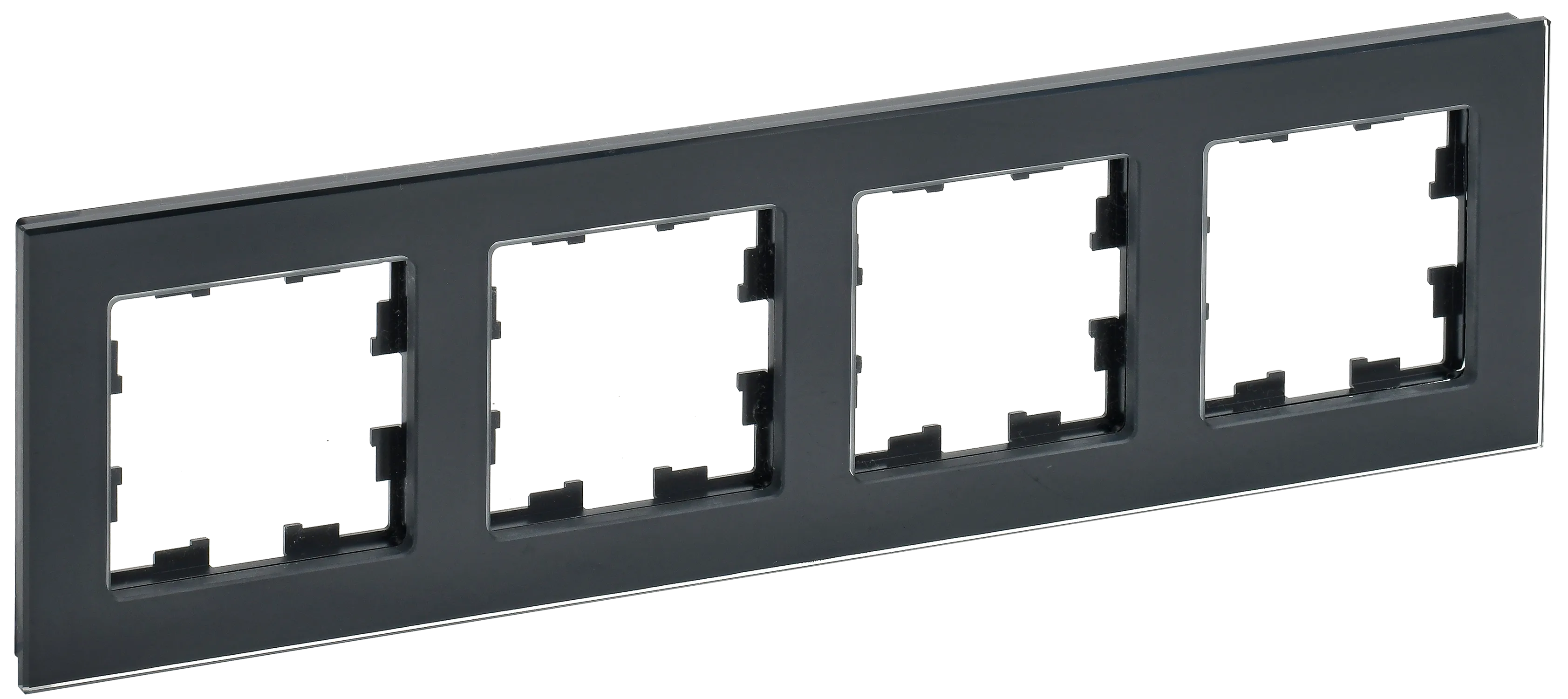 BRITE Рамка 4 -местная РУ-4-2-БрЧ стекло черный IEK