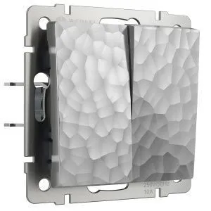 Выключатель двухклавишный (hammer серебряный) Werkel W1220006