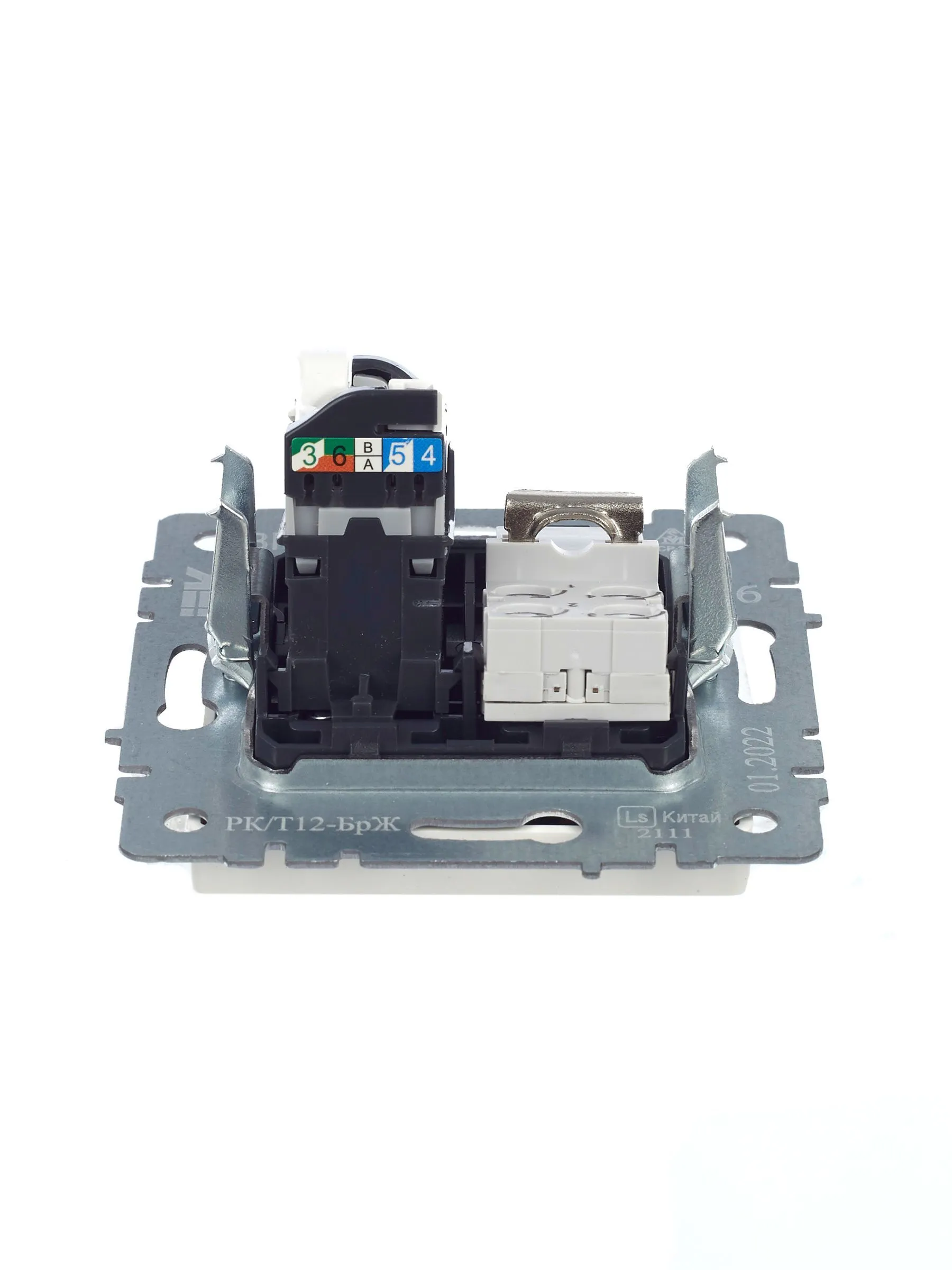 BRITE Розетка двойная RJ11+RJ45 кат.5E РК/Т12-БрЖ жемчуг IEK - Фото 5