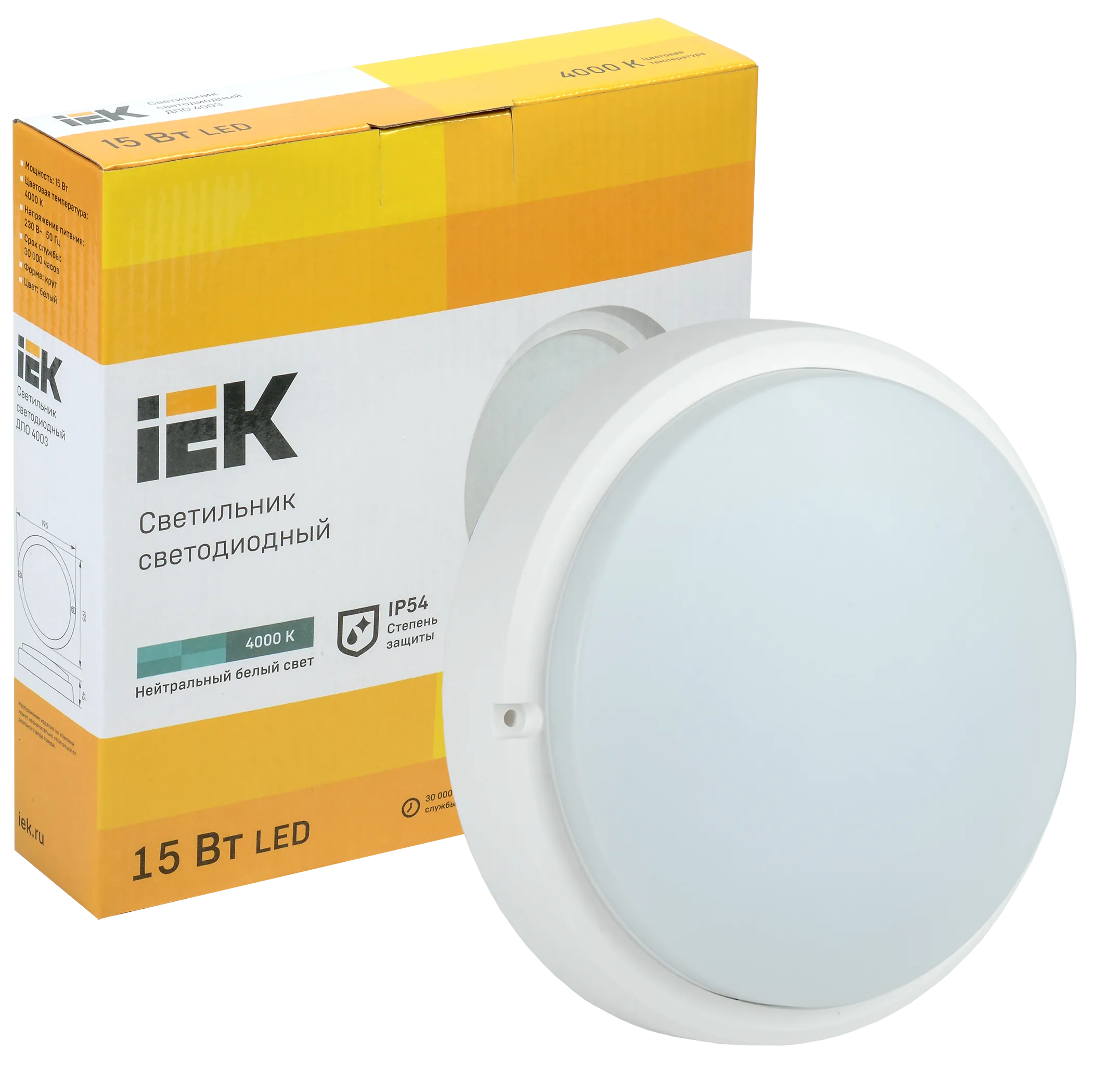 Светильник светодиодный ДПО 4003 15Вт 4000K IP54 круг белый IEK - Фото 3
