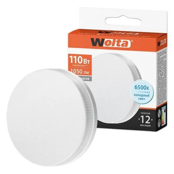 Лампа светодиодная "Таблетка-R75" 12Вт 1050лм 6500К GX53 (100шт/уп) WOLTA